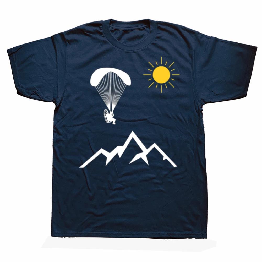 

Paramotor Paragliding Mountain Sun Graphic Unisexs Cotton T Shirt Breathable Short Sleeve Tee S