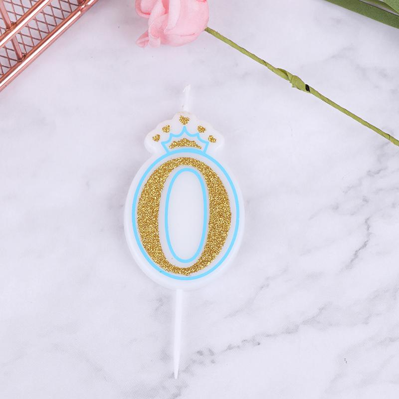 Praktyczna korona do pieczenia cyfrowa powierzchnia świecy złoty brokat z obramowaniem różowa niebieska świeca dekoracja na tort urodzinowy