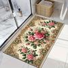 VIKAMA Flannel Rug Mat Romantic Rose-Style Versatile Home Decor Rug Machine-Washable Hallway Rug Home Decor