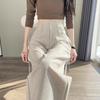 Beige Gray Narrow Wide Leg Pants Women's Summer Thin High Waist Drape Slimming High-End Straight Floor Length Pants