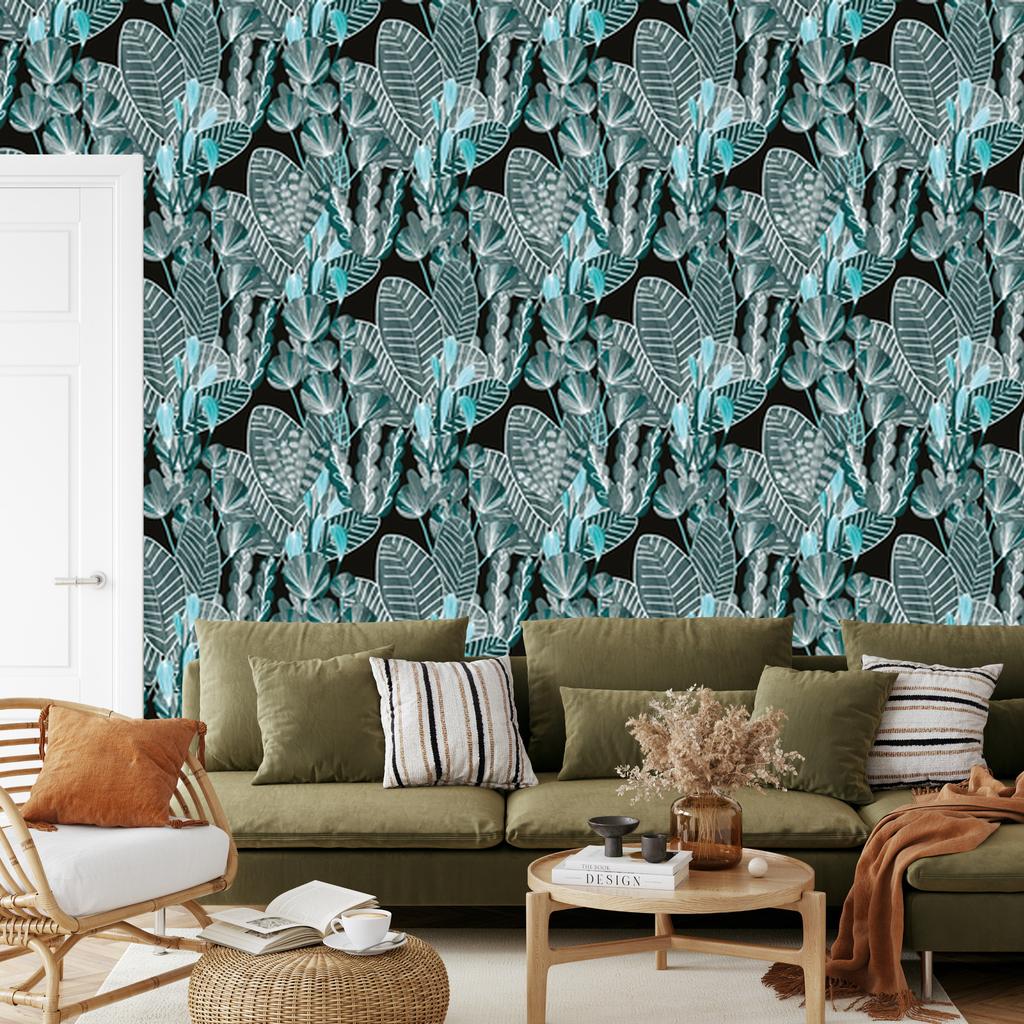 Drawn leaves forest wallpaper for living room and bedroom 50x1000