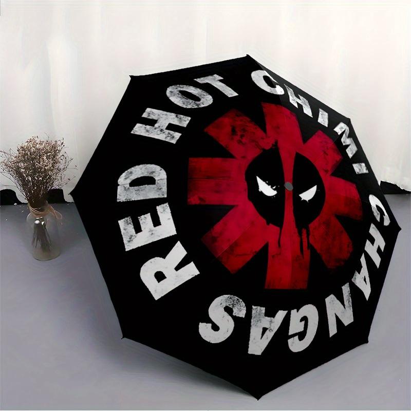 1pc Red Hot Chilli Pipers Automatic Open/close Folding Compact Umbrella, 8-Rib Sturdy Canopy, Lightweight Portable, Everyday Use, Gift,172