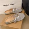 Hollow Fishing Net Breathable Women's Flat Bottom Summer New Outer Wear Bag Head Half Slippers Sandals