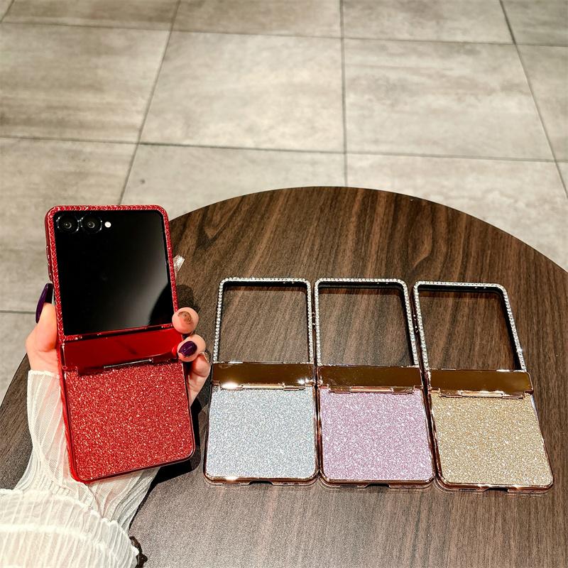 For Samsung Galaxy Z Flip7 5G Case Hinge Protection Rhinestone Glitter PC Phone Cover