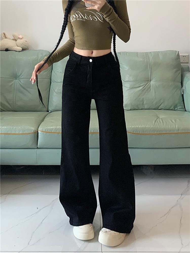 

Women s Plus Size High Waist Micro Flare Jeans – Elastic, Slimming, Loose Fit Wide Leg Pants for Spring & Autumn 2026. Small чёрный