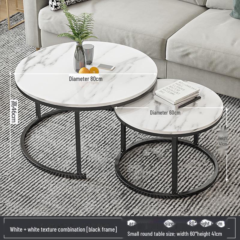 Modern Round Coffee Table: Elegant Small Side Table for Living Room or Balcony