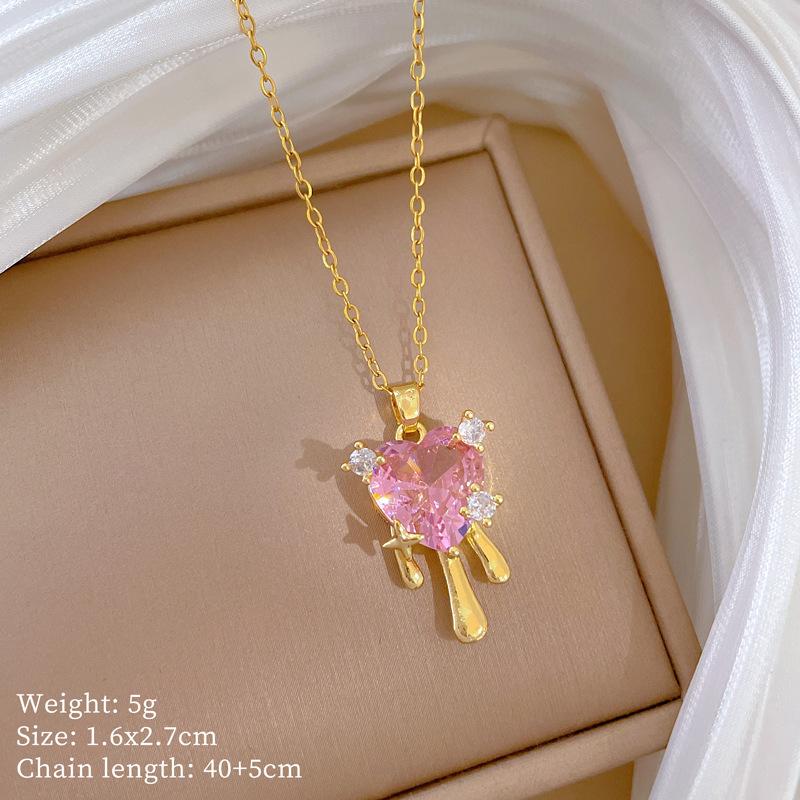 Multi-Element Style Copper Micro-Inlaid Necklace Combination Female Real Gold Electroplated Exquisite Collarbone Chain
