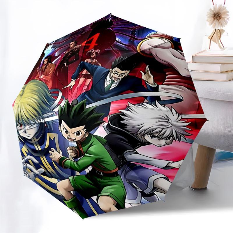1pc Hunter X Hunter Automatic Opening Umbrella with Foldable Design, 8-Rib Iron Frame Outdoor Umbrella Perfect Gift for Fans, Travelers, Daily Use, Fe
