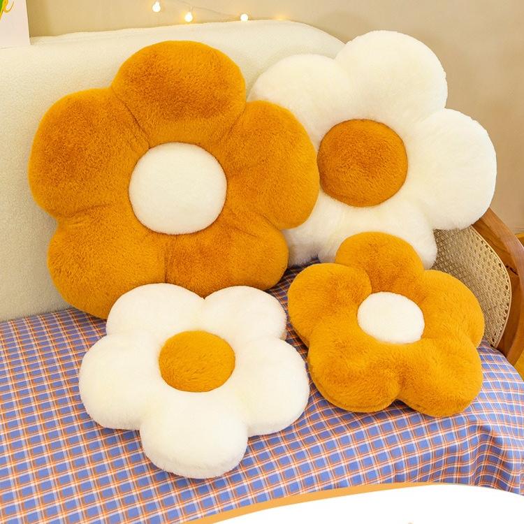 Daisy Flower-Shaped Plush Throw Pillow - Cozy & Cute Decorative Cushion for Bed and Sofa, Multicolor Soft Fabric Floor Pillow