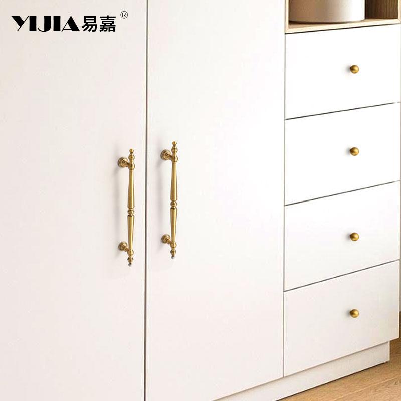Single Hole Brass Drawer Pulls Wardrobe TV Cabinet Entryway Cabinet Nightstand Handle Furniture Hardware Knob 96mm 128mm
