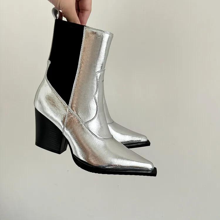 Fashion European American Low Leather Crazy Horse Combat Casual Boots Women's Retro Fashion Commuting Shopping Chelsea Short Boots 44