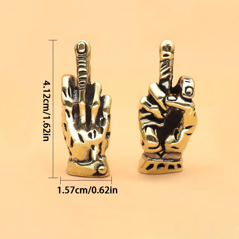 Copper Hand With Erect Middle Finger Up Statue Punk Style Vintage Brass Hand Miniature Ornaments Home Office Desk Decoration