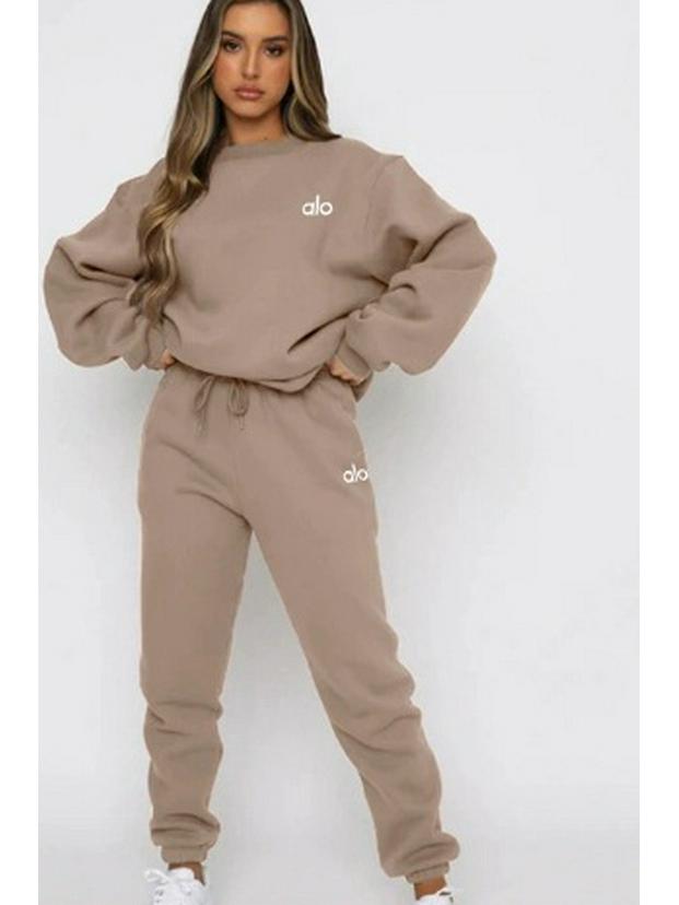 

Alo 3D Силиконовый Принт Пуловер с Круглым Вырезом и Длинные Брюки - Женская Осенне-Зимняя Повседневная Мода S