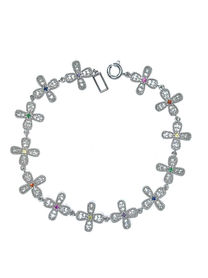 

50+ inch Sterling Silver 925 Bracelet for Women and Men, Accessory, Gift, Made in Japan, Flower Design