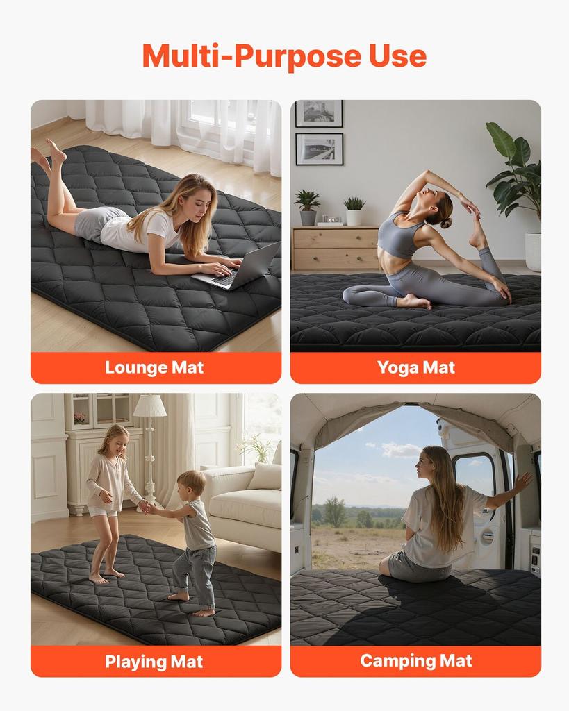 Japanese Tatami Mat, Full Size Foldable Japanese Tatami Mattress, Futon Mattress with Storage Bag & Fastener, 9-Layer Floor Mat for Sleeping, Dorm,