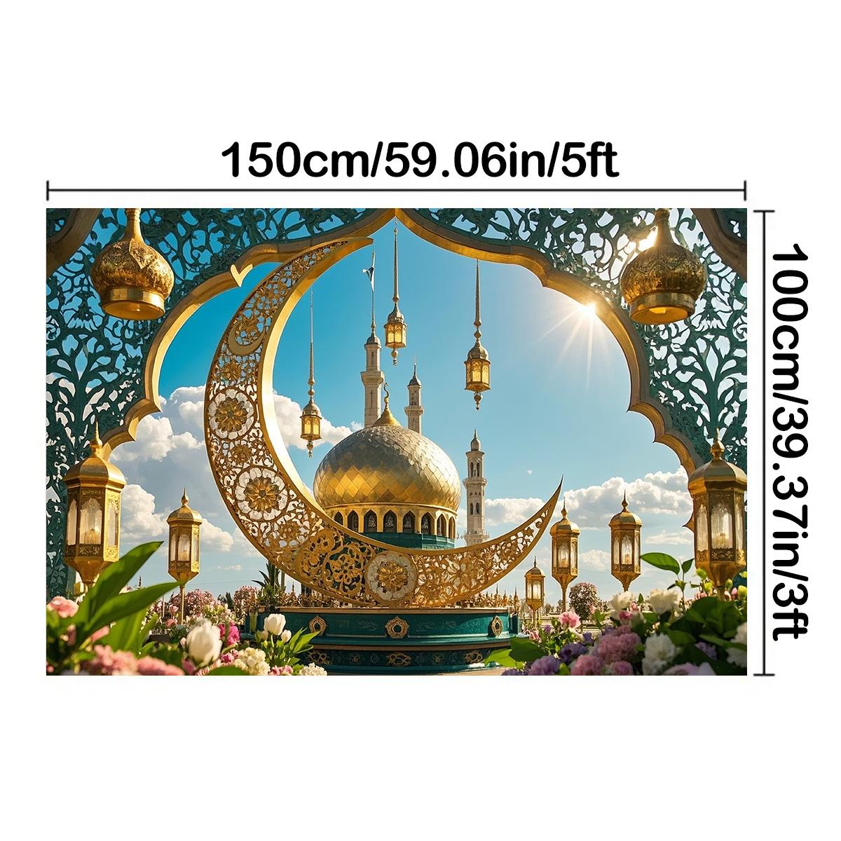 

Мечеть Лунный Фонарь Ид Мубарак Фоновый Баннер Арабский Рамадан Мубарак Фото Фон Исламский Мусульманский Фестиваль Декор 150*100cm/59*39in