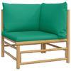 Vidaxl 2-Cz. Garden Furniture Set, Green Cushions, Bamboo