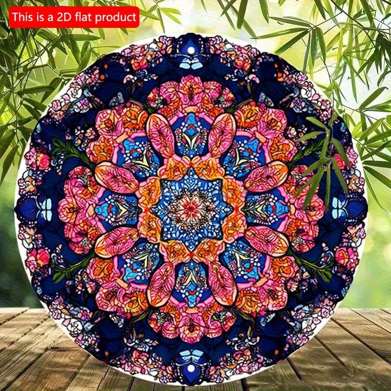 2D Flat 20*20cm1pc Vintage Floral Mandala High Quality Signage, Fantastic Round Wall Art Plaque with Symmetrical Harmony&bright Flowers for Bars,