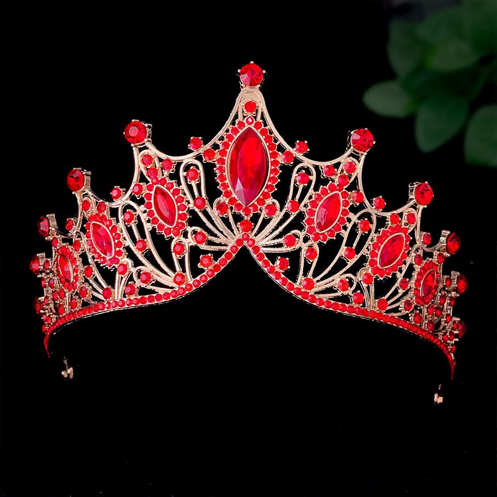 All Red Bride's Crown Headwear Wedding Birthday  Adult Dress Accessories  Crown Hair Accessories