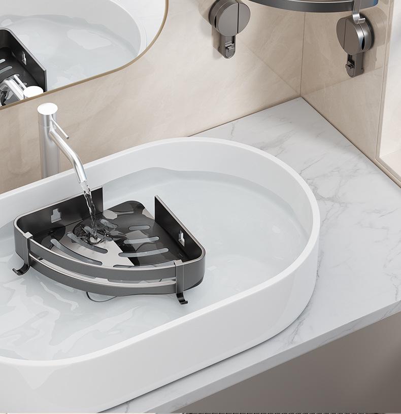 Dreieckige Saugnapf-Eckablage: Wandmontiertes Badezimmer-Aufbewahrungsregal