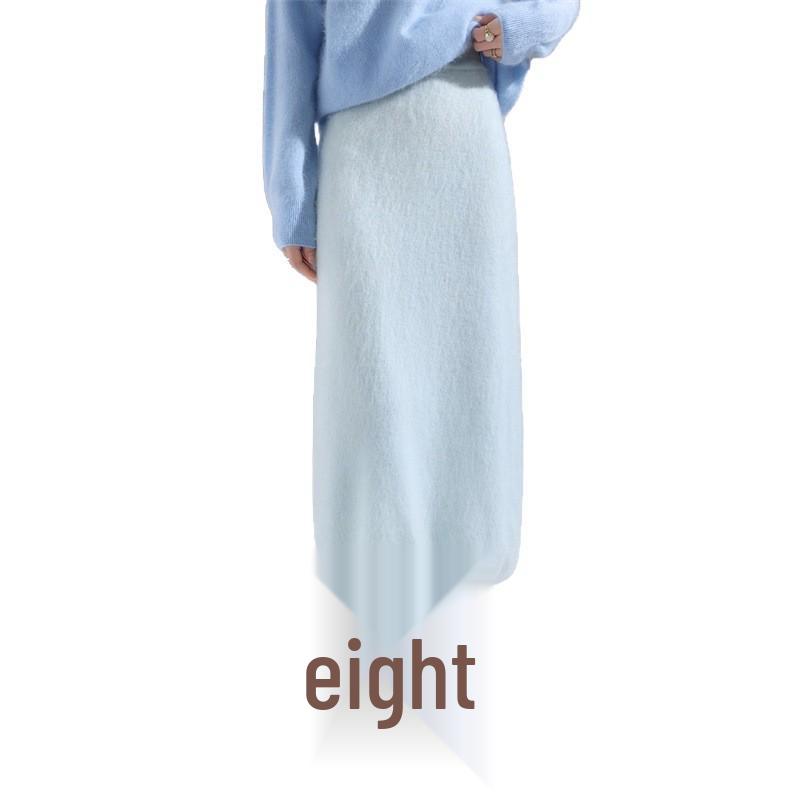Autumn/Winter 100% Wool Solid Color Women's Slimming Midi Knitted Skirt