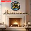 2d Flat 20*20cm Round Wooden "Hello Spring" Sign Art Painting Wreath Decorative, Entrance Decor Gift, Mask Theme, for Bar, Club, Home, Room Wall Decor