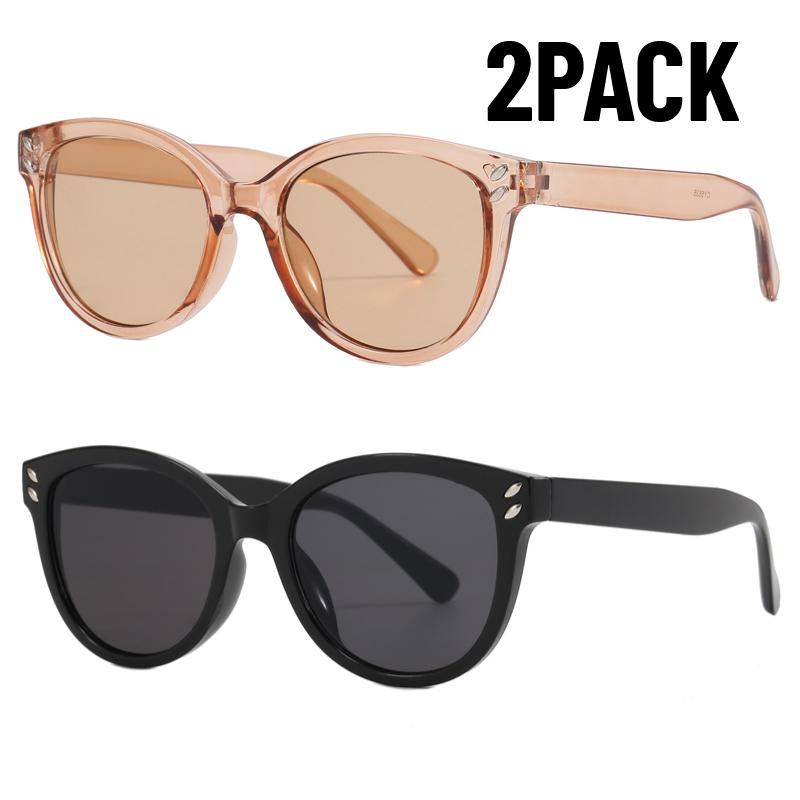 2PACK Round Frame Sunglasses Unisex UV-proof Sun Glasses Eyewear Women Outdoor Travel Goggle Eye Production Sun Shades