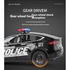 1/24 Metal Die-cast Tesla Armored Police Car Model Simulation Sound and Light Door Can Open Children's Toys Ornaments Birthday Gift