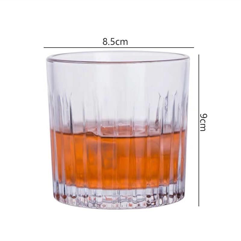

2pcs Set 335ml Vintage Coffee Latte Tea Cups Striped Cocktail Glass Transparent Foreign Wine Whiskey Glasses Cola Drink Glass 2pcs