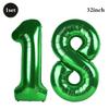 32 Inch Green Number Foil Balloons 0-9 Jungle Safari Theme Soccer Party Decor Kid Boy 1st Birthday Dinosaur Baby Shower Supplies