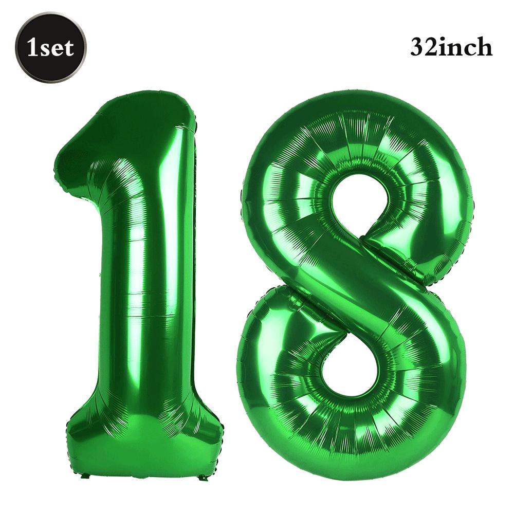 32 Inch Green Number Foil Balloons 0-9 Jungle Safari Theme Soccer Party Decor Kid Boy 1st Birthday Dinosaur Baby Shower Supplies