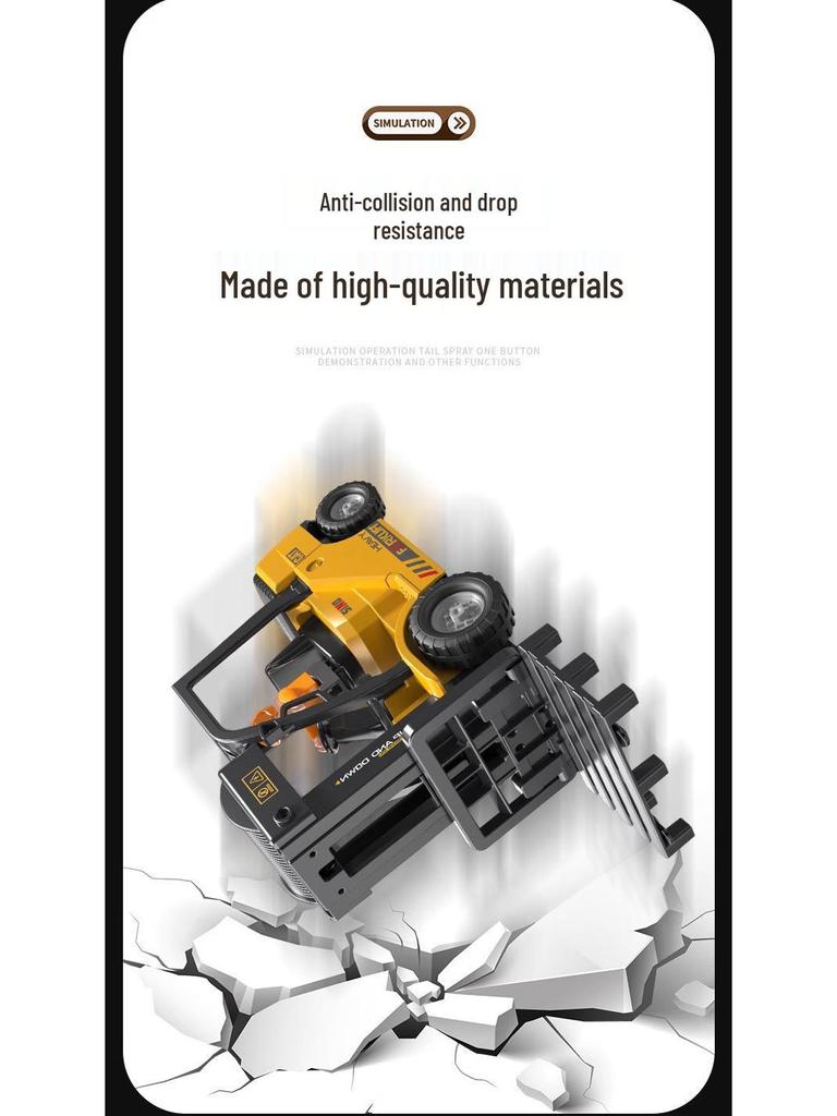 2.4G Remote Control Forklift Toy: 11-Channel Crane with Lights and Music for Kids