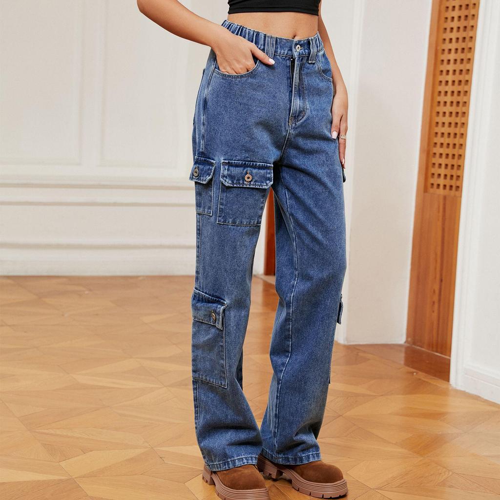 Women's Spicy Style Washed Denim Casual Workwear Pants