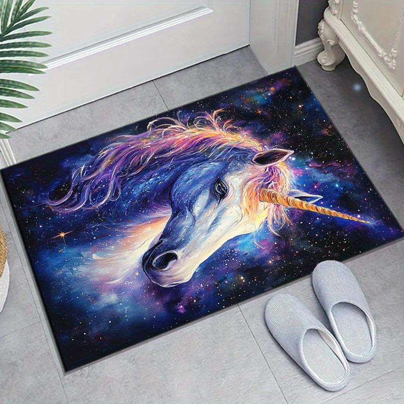 

Плюшевый ковер Звездное небо и Единорог - Цветной, Противоскользящий, Идеален для декора спальни и гостиной 60cm x 90cm