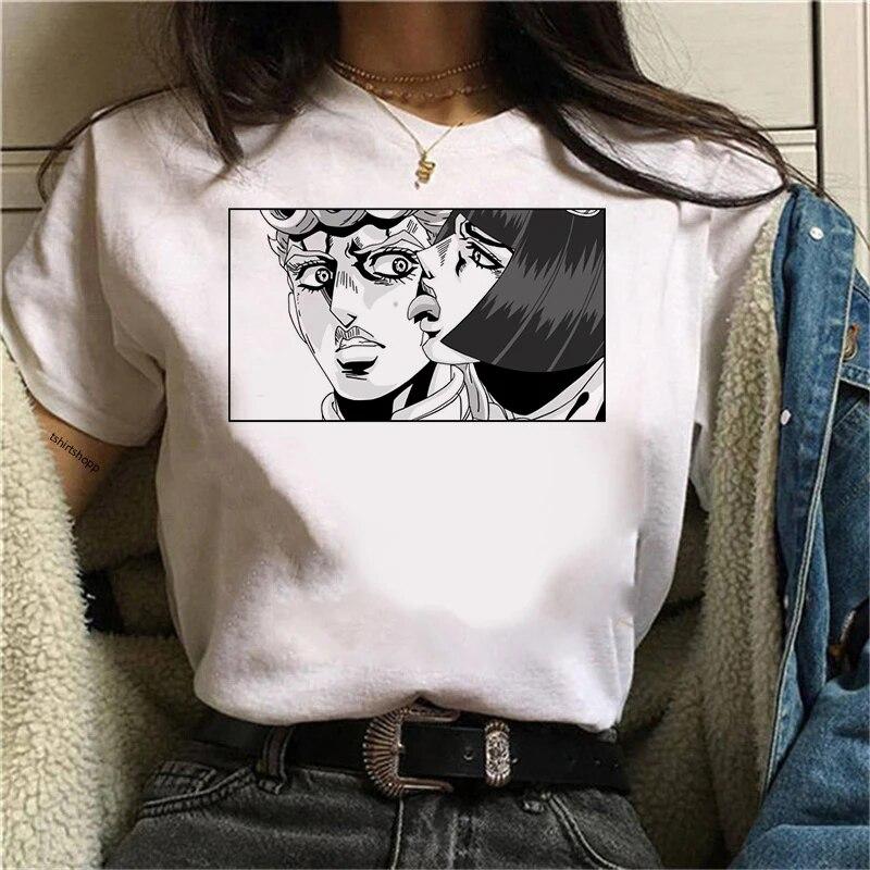 2021 New Jojo Bizarre Adventure T Shirt Women Japan Anime Summer Top T-shirt Golden Experience Ladybug T-Shirt Casual Hip Hop Unisex