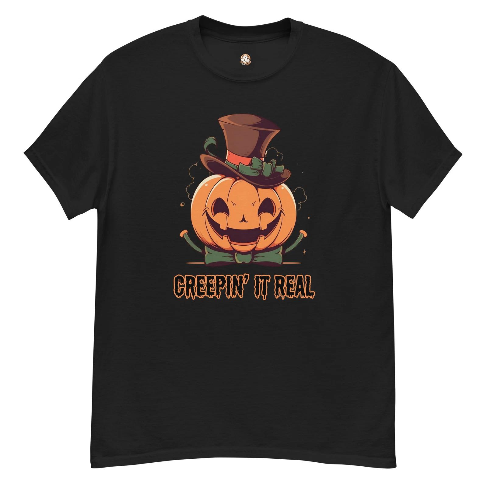 Live With Laughter Novelty Halloween T-Shirt - Creepin  It Real (Black) M