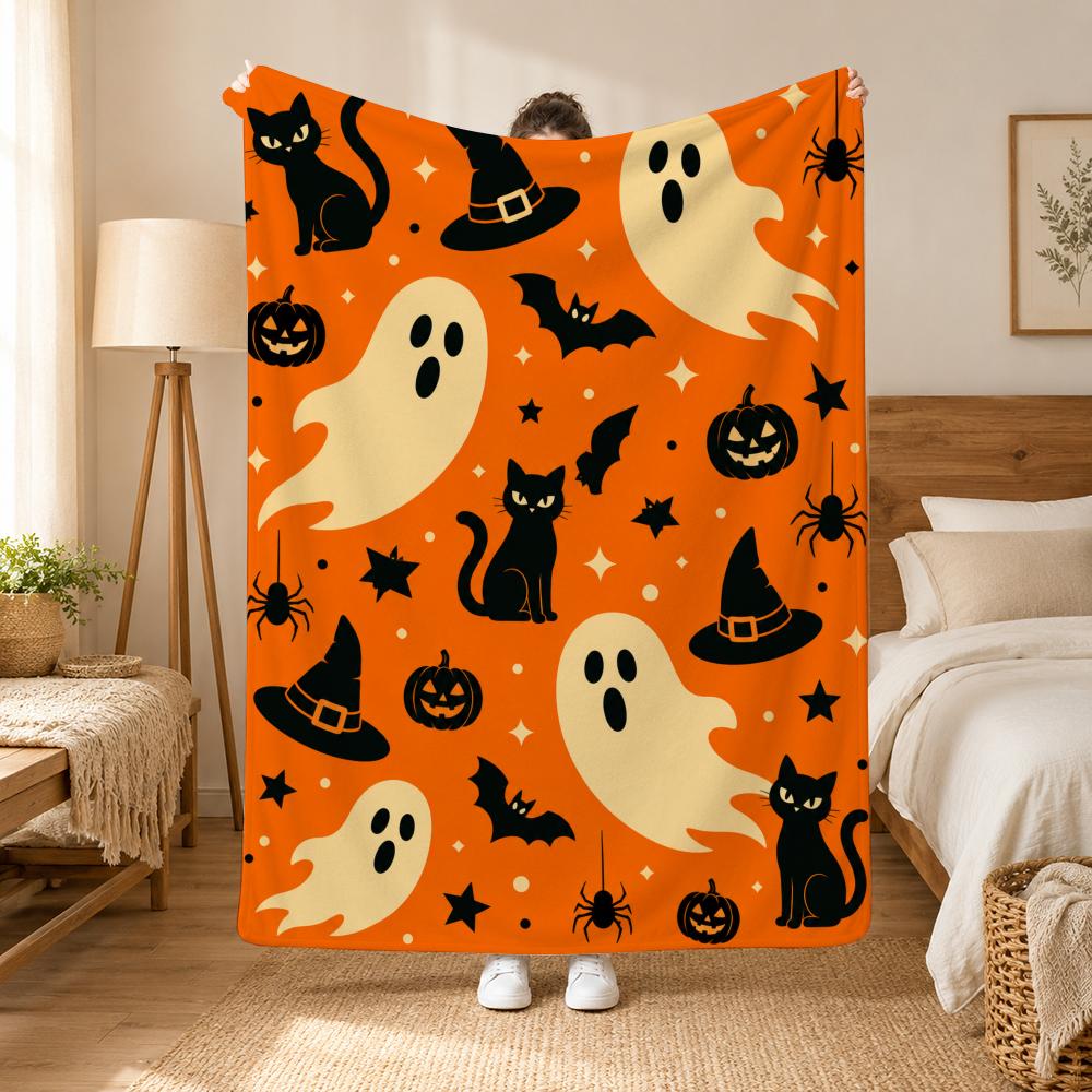Cozy Halloween Throw 240G Flannel Blanket, Suitable For Sofas, Beds, Offices, Exquisite Gift Blankets