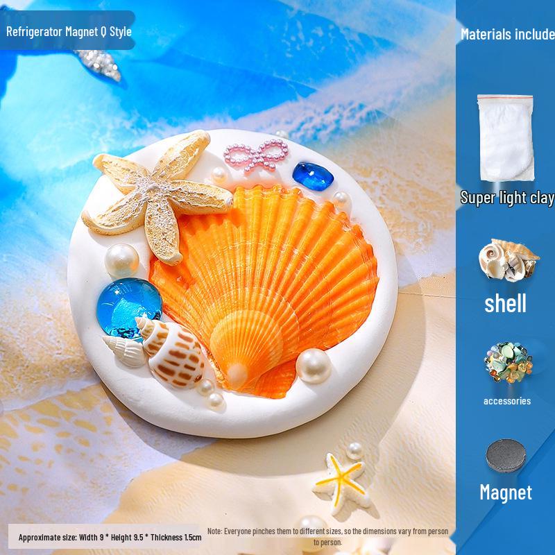 DIY Shell Clay Refrigerator Magnets: Parent-Child Creative Activity Kit