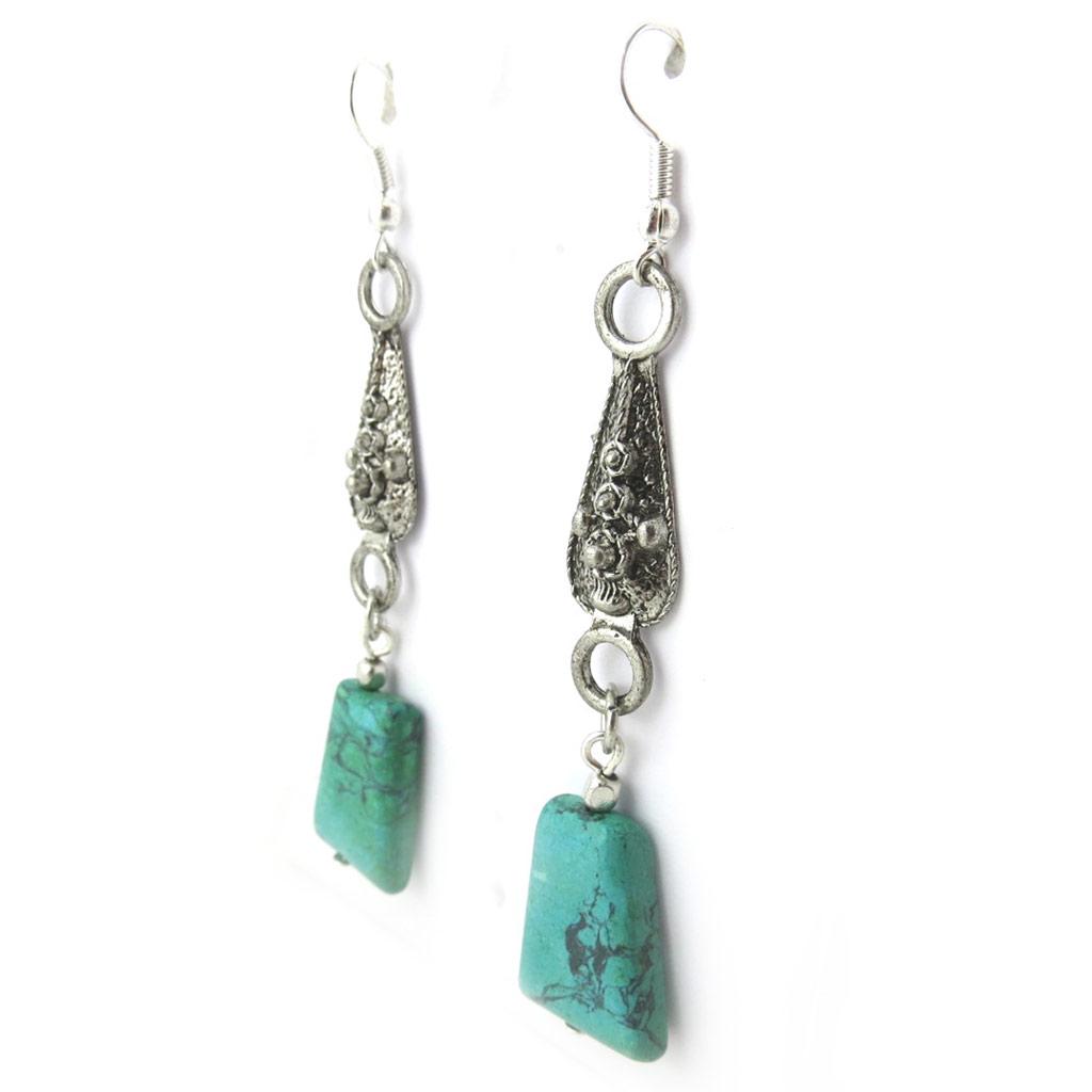Les Trésors De Lily [N1200] - Turquoise 'Kilimanjaro' Designer Earrings