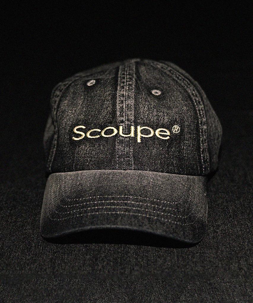 SCOUPE Logo Vintage Denim Ball Cap_Black