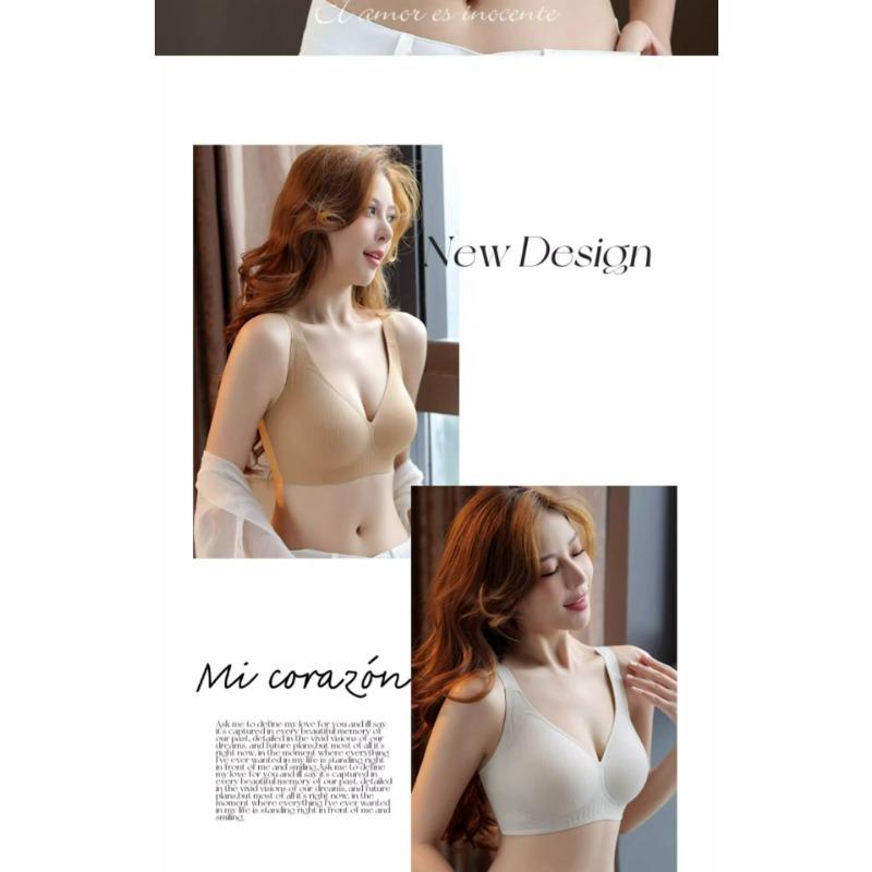 Women Seamless Wide Strap Full Cup Anti Sag Push Up Breathable Side Support Bra