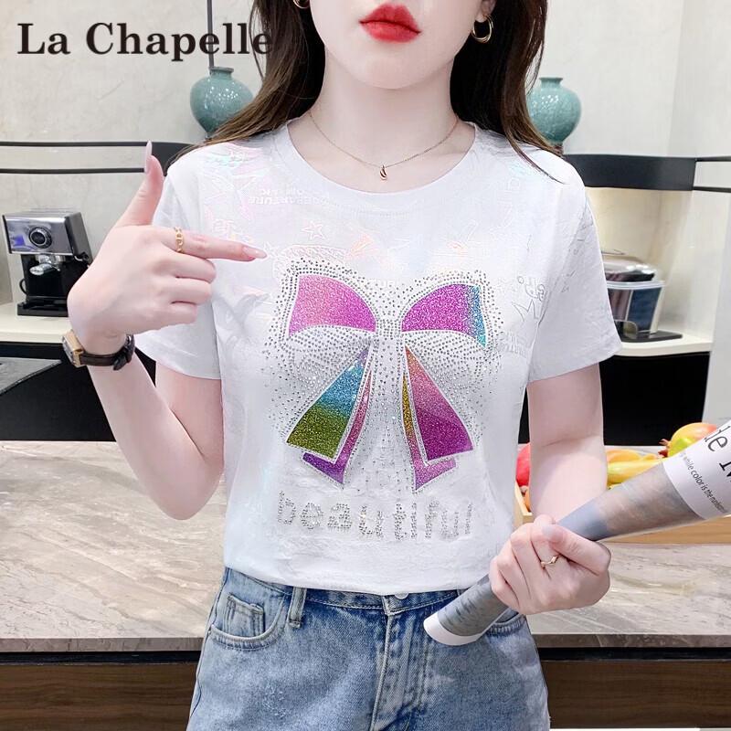 La Chapelle Women s Letter Print Short Sleeve T-Shirt XL белый