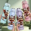 1 szt. Portret Akcji z Kółkiem Yorkshire Terrier 750 ml Kolorowa Plastikowa Butelka na Wodę Sportową Szczelna z Pokrywką Flip-Top ze Słomką Odpowiednia do Sportu, Biura, Domu