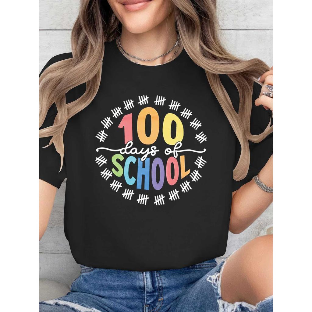 Theme of Life Graphic Print T-shirt, Short Sleeve Crew Neck Casual Top for Summer & Spring, Women's Clothing