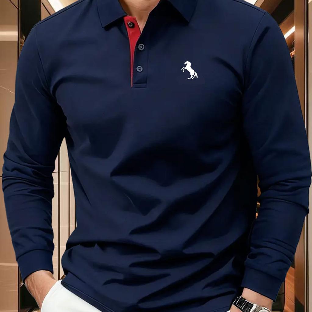 Langarm-Poloshirt, Ideal für Outdoor-Aktivitäten wie Golf und Reiten. Geeignet für reife Männer in legeren Situationen.