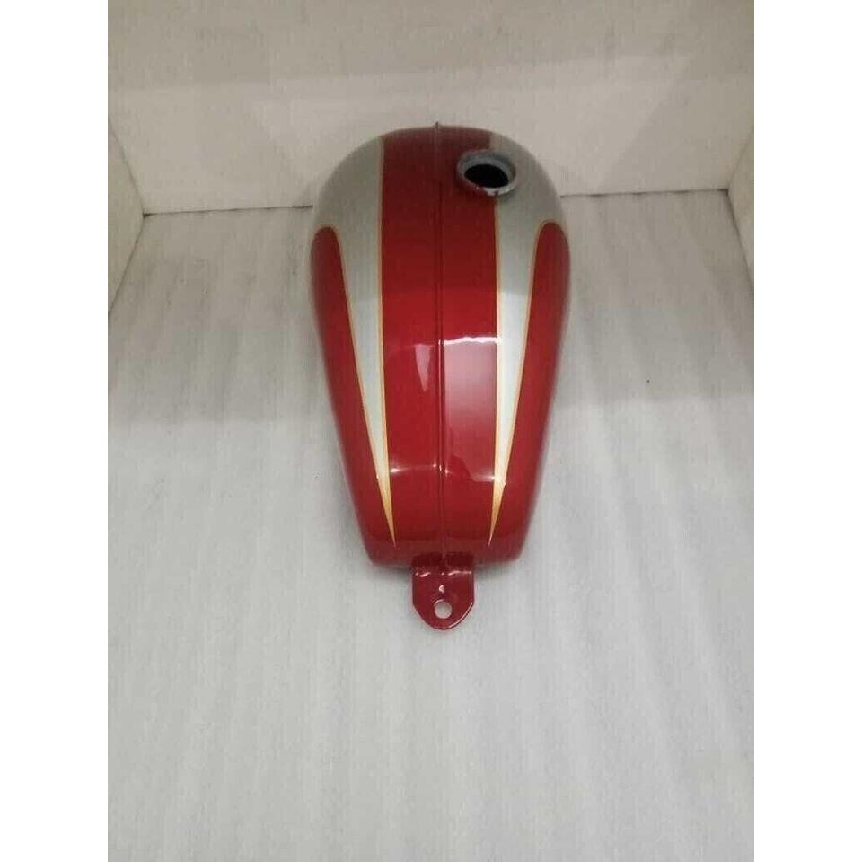Fit For Triumph T120 Cherry & Silver Painted Aluminium Petrol Fuel Gas Tank +Cap