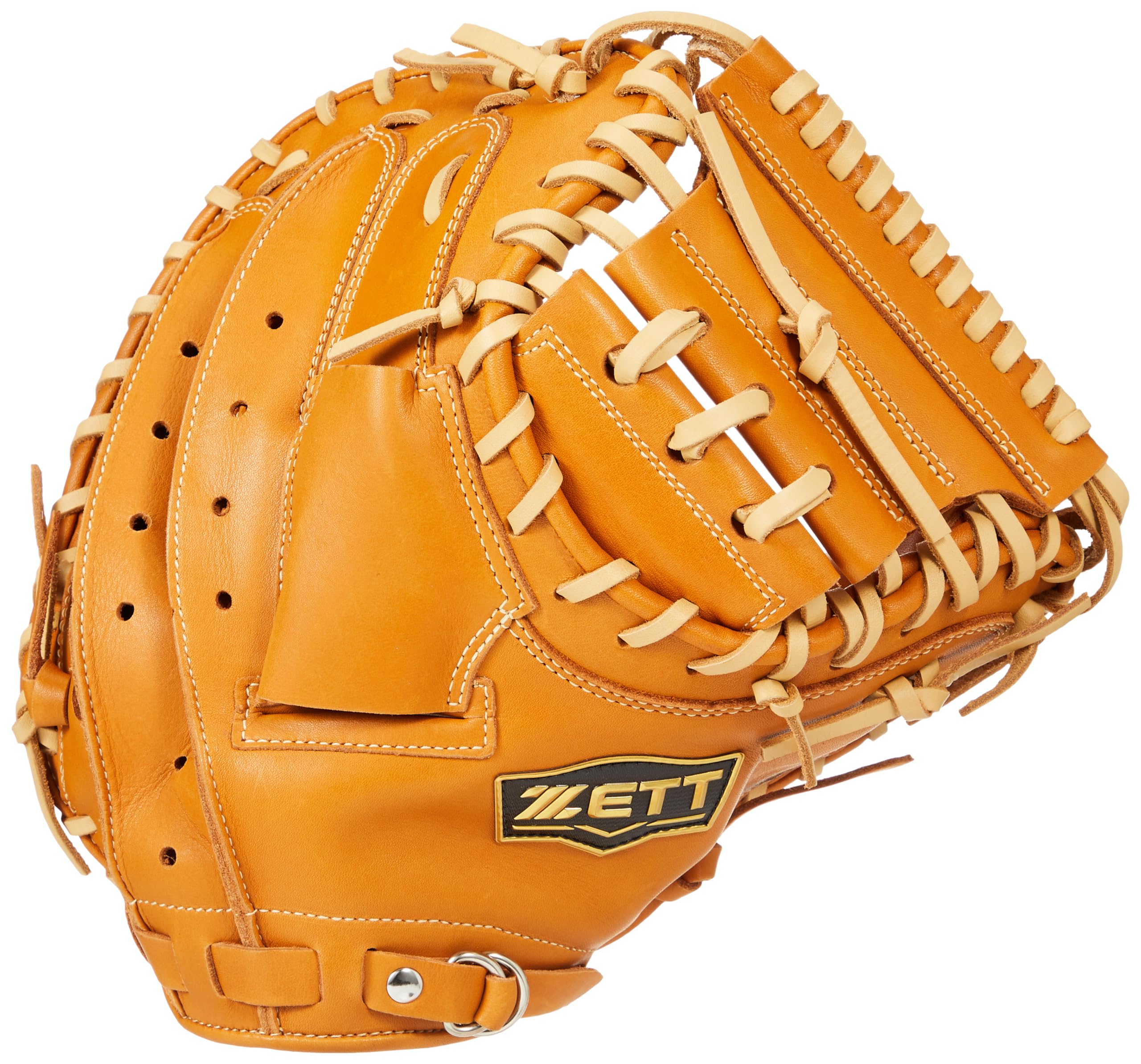 

ZETT Soft Steer Baseball Oak Brown x Pastel BRCB35412 Catcher s Mitt, Brown, Right-Handed Throw,