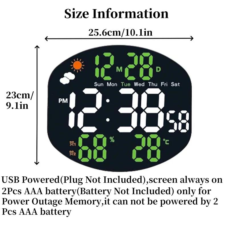 Large-screen LED Clock Wall Clock Temperature and Humidity Date Sunday Mode Electronic Wall Clock When Weather Is Displayed