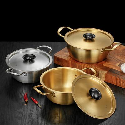 Korean Stainless Steel Thick Cooking Pots Small Saucepan Non-Stick Cookware Household Ramen Instant Noodles Pot Kitchen Supplies