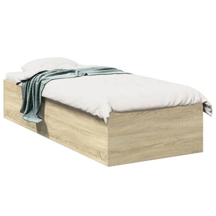 VidaXL Bed Frames Sonoma Oak 90x190 Cm Engineered Wood, Bedroom Furniture, Slatted Base, Panel Bed, Bed, Bed 3281065